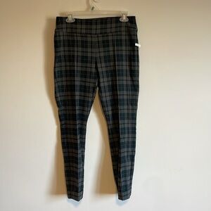 NWT Plaid Skinny Pants Lord & Taylor Kelly 10P Academia Stretch Gray Blue Career